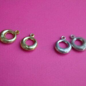 Barbie doll size Silver & Good hoop chunky earrings 80s